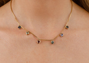Sapphire Heart 9ct Gold Chain - Boutee
