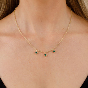 3 Stone Emerald Necklace - Boutee