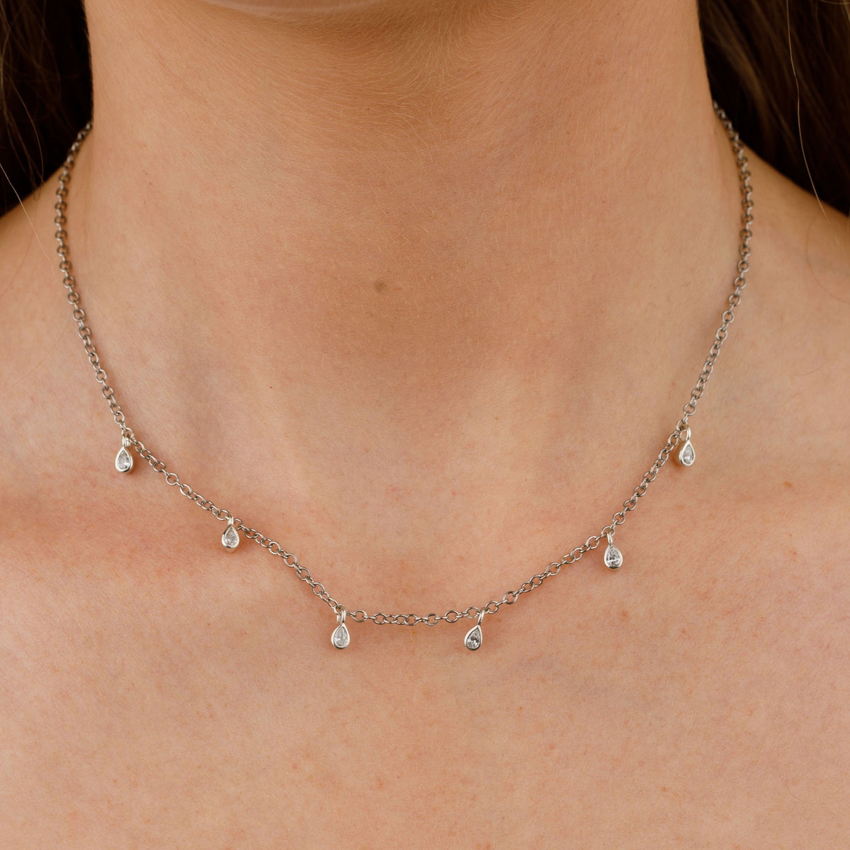 6 Stone Pear Drop Diamond Necklace - Boutee