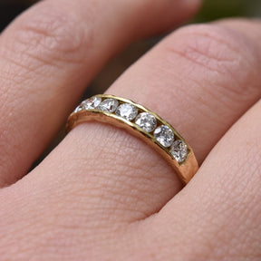 Channel Set Diamond & 18ct Yellow Gold Half Eternity Ring - Boutee