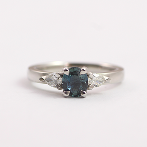 Teal Sapphire & Diamond Trilogy Ring - Boutee