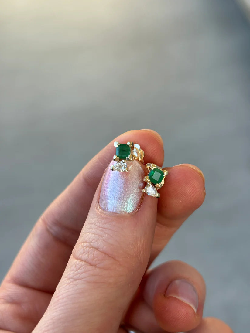 Emerald and Diamond Earrings - Boutee
