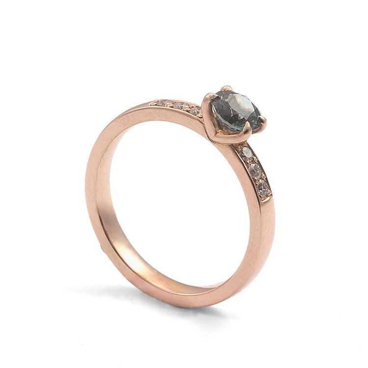 Lotus - Rose Gold Sapphire Diamond Ring - Boutee