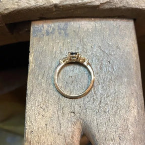 Sapphire & Diamond Trilogy Engagement Ring - Boutee