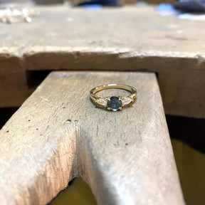 Sapphire & Diamond Trilogy Engagement Ring - Boutee