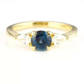 Sapphire & Diamond Trilogy Engagement Ring - Boutee