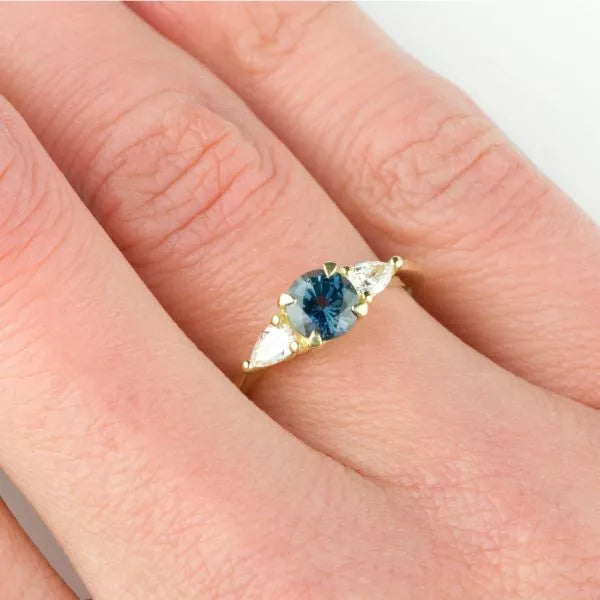 Sapphire & Diamond Trilogy Engagement Ring - Boutee