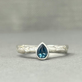 Silver Topaz Teardrop Engagement Ring - Boutee