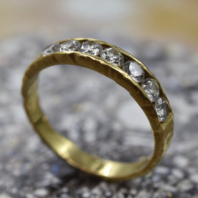 Channel Set Diamond & 18ct Yellow Gold Half Eternity Ring - Boutee