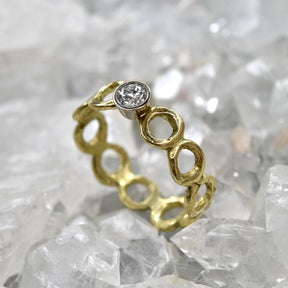 0.2ct Diamond 18ct White and Yellow Gold Bubble Ring - Boutee