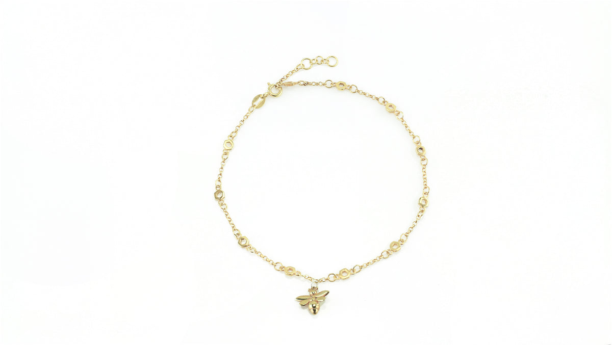 Bee Alive: 18ct Yellow Gold Plated Bee Bracelet Anklet