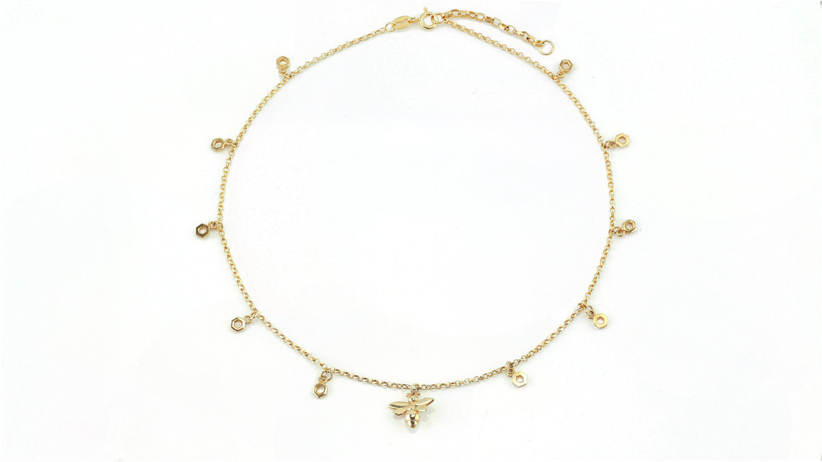 Bee Alive: 18ct Yellow Gold Plated Bee Choker