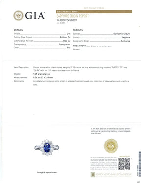 GIA Certified 1.3ct Blue Sapphire & Diamond Halo Platinum Ring - Boutee
