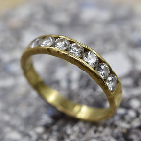Channel Set Diamond & 18ct Yellow Gold Half Eternity Ring - Boutee