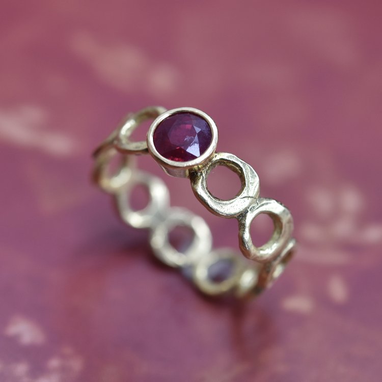 Ruby Set 18ct Bubble Ring