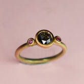 22ct & 9ct Gold Salt & Pepper Diamond & Sapphire Ring - Boutee