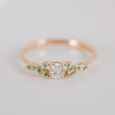 Diamond and Green Sapphire Engagement Ring - Boutee