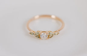 Diamond and Green Sapphire Engagement Ring - Boutee