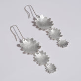 sterling silver abstract flower earrings with three dangles in decreasing sizes
