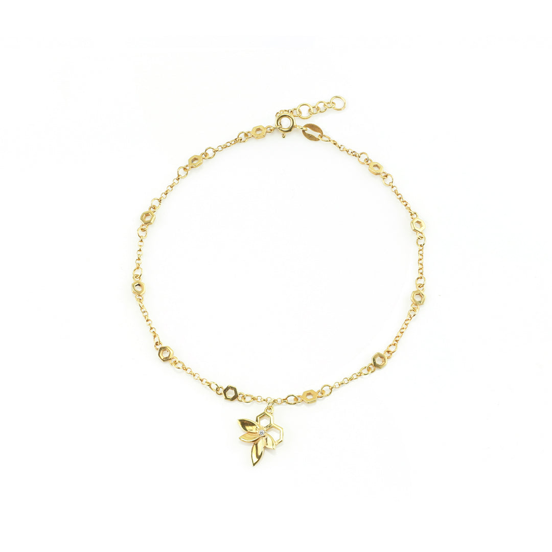 Bee Alive: 18ct Yellow Gold Plated Flower Bracelet Anklet