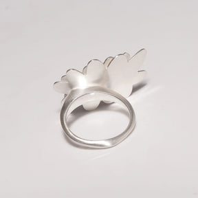 sterling silver abstract flower ring  reverse showing asymmetry