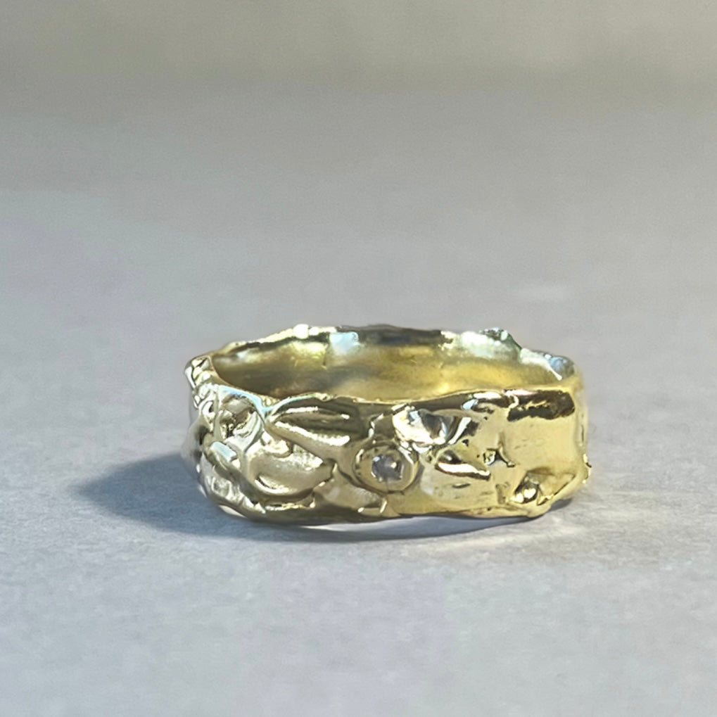 Wide Diamond Molten Wedding Ring - Boutee