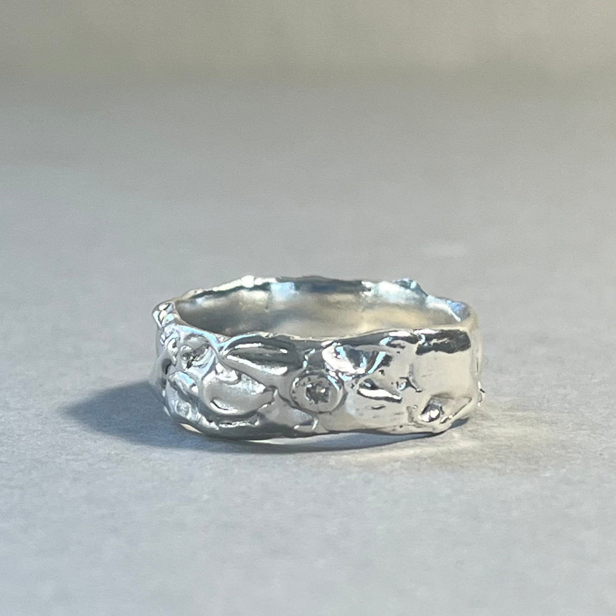 Wide Diamond Molten Wedding Ring - Boutee