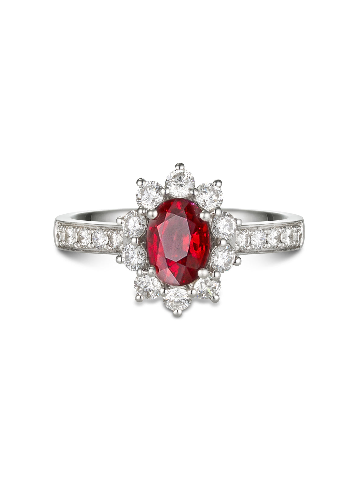 Natural Ruby & Diamond Halo Ring - Boutee