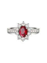 Natural Ruby & Diamond Halo Ring - Boutee