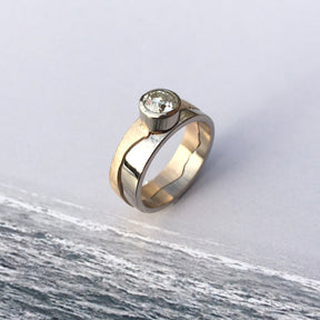 Custom Coastline Diamond Set Wedding Band, 18ct Two Colour Gold