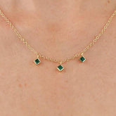 3 Stone Emerald Necklace - Boutee