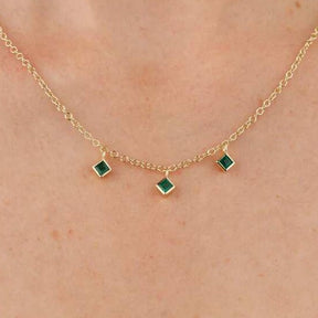 3 Stone Emerald Necklace - Boutee