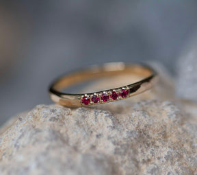 Five Ruby Crown Set Ring - Boutee
