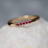 Five Ruby Crown Set Ring - Boutee
