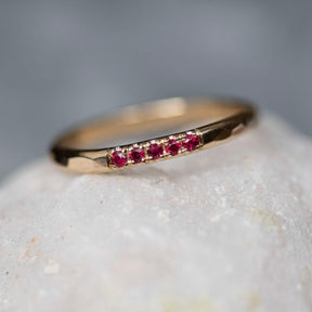 Five Ruby Crown Set Ring - Boutee