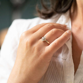 Salt and Pepper Diamond Halo Ring - Boutee
