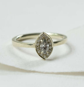 Salt and Pepper Diamond Halo Ring - Boutee
