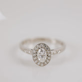 Oval Halo Moissanite Engagement Ring - Boutee