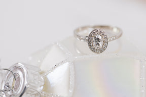 Oval Halo Moissanite Engagement Ring - Boutee