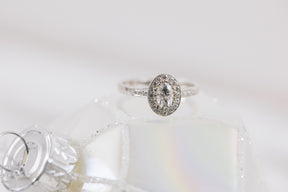 Oval Halo Moissanite Engagement Ring - Boutee