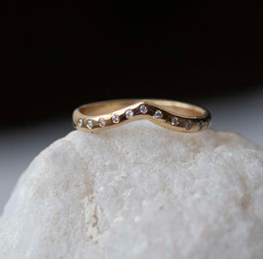 Diamond Wishbone Ring - Gentle Curve - Boutee