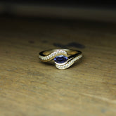 18ct Yellow Gold Ceylon Sapphire & Diamond Ring