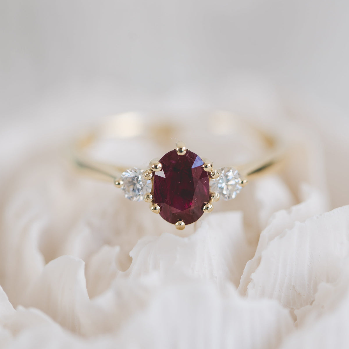 Ruby and Diamond Trilogy Ring - Boutee