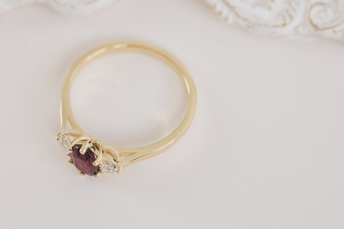 Ruby and Diamond Trilogy Ring - Boutee