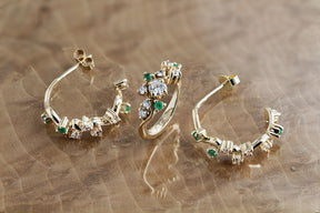 Emerald and Diamond Cluster Earrings - Boutee