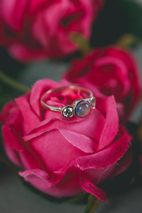 Moonstone and Diamond Engagement Ring - Boutee