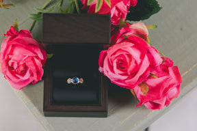 Moonstone and Diamond Engagement Ring - Boutee