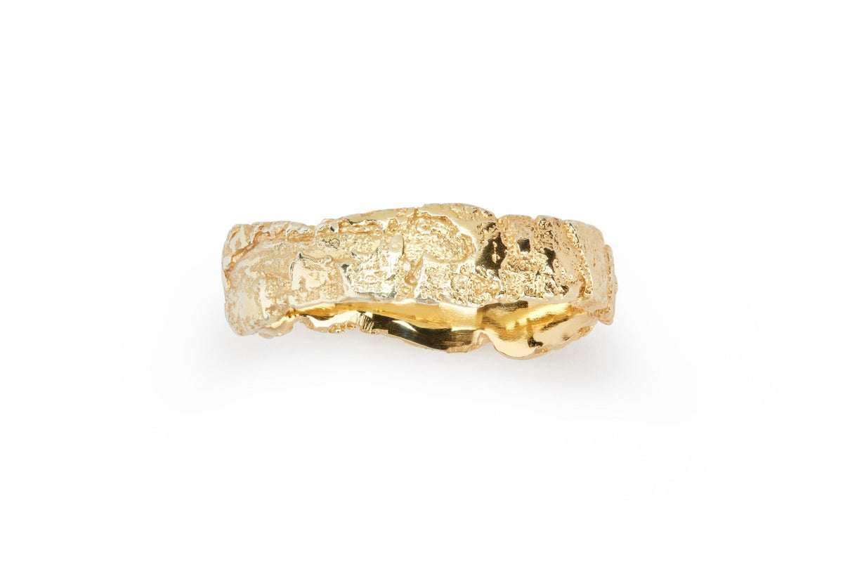 Wide Bark Textured Ring - Boutee