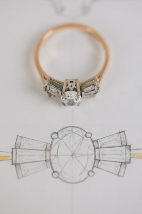 Contemporary Twist on Art Deco Engagement Ring - Boutee