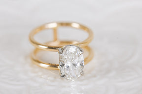 Oval Cut Diamond Double Band Ring - Boutee